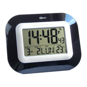 horloge avec date et température ambiante noire
