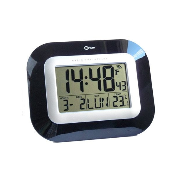 horloge avec date et température ambiante noire