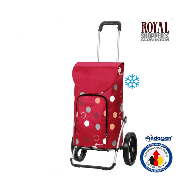 Déambulateur de course Royal Shopper avec sac isotherme rouge avec des pois colorés