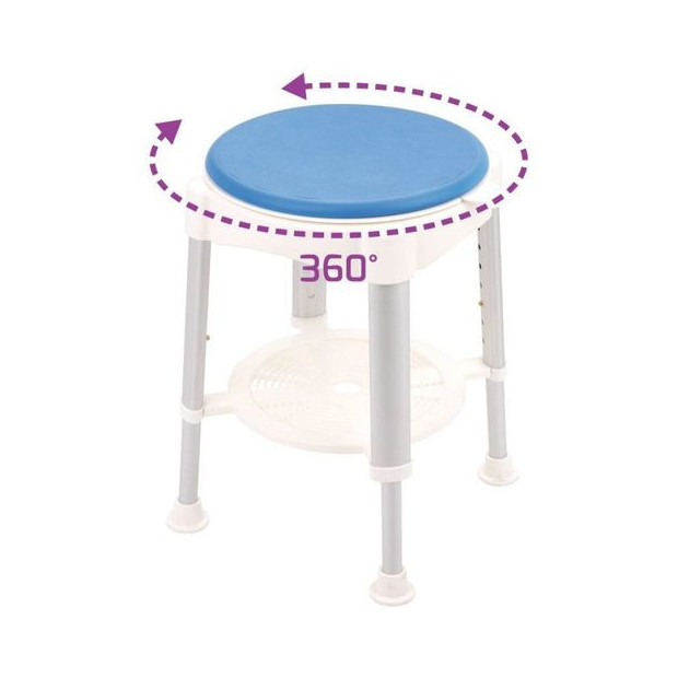 Tabouret de douche pivotant avec assise souple