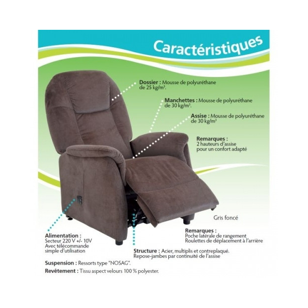Fauteuil Releveur Relaxation Bergame velours