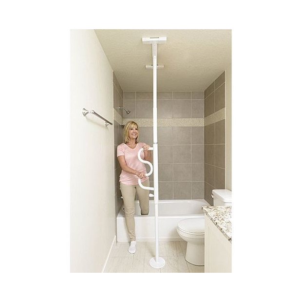 Barre vertical de maintien pour salle de bain pivotante en 3 parties démontables