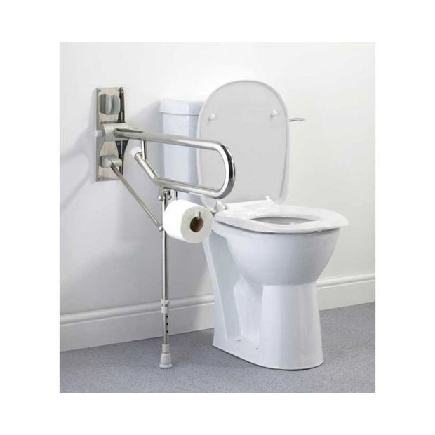 barre de maintien pour toilettes avec fixation murale et porte papier toilettes