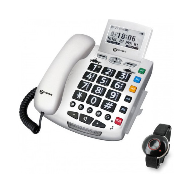 Téléphone d'Alerte Sérénities Geemarc avec bip alarme avec 5 touches mémoires et 1 touche rouge sos