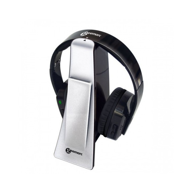 Casque noir Télé Audio Sans-fil Geemarc CL 7400 avec socle