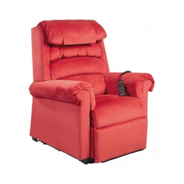 Fauteuil Releveur Relaxation Premium Luxe Bi-moteurs tissu velours anti-taches rouge