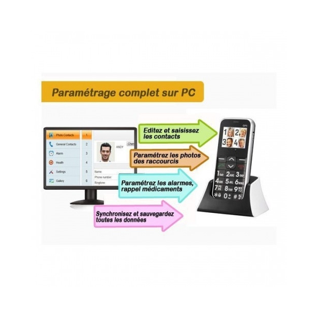 Téléphone Mobile Classic Easy avec Géolocalisation GPS