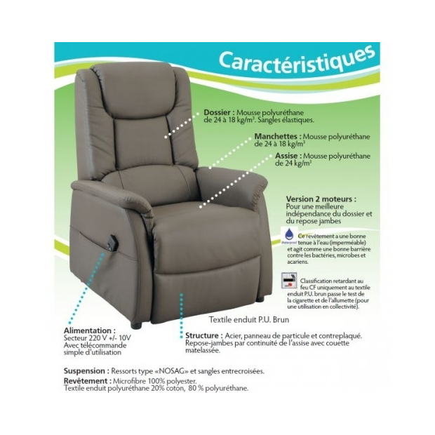 Fauteuil Releveur Relax Opale 2 moteurs