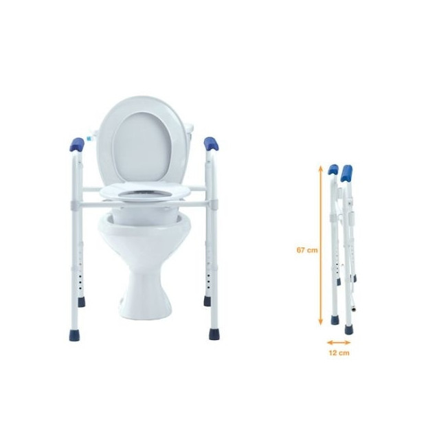 Chaise de toilettes 3 en 1 pliables avec mesures et pieds réglables en hauteur