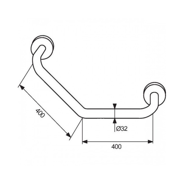 Schéma avec mesures Barre de maintien coudée en inox