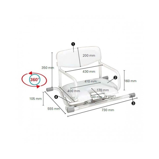Siège de bain pivotant Invacare Alizee H3000