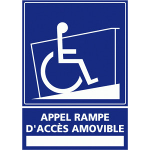 Autocollant de Signalisation Rampe d'accès amovible bleu avec logo handicapé