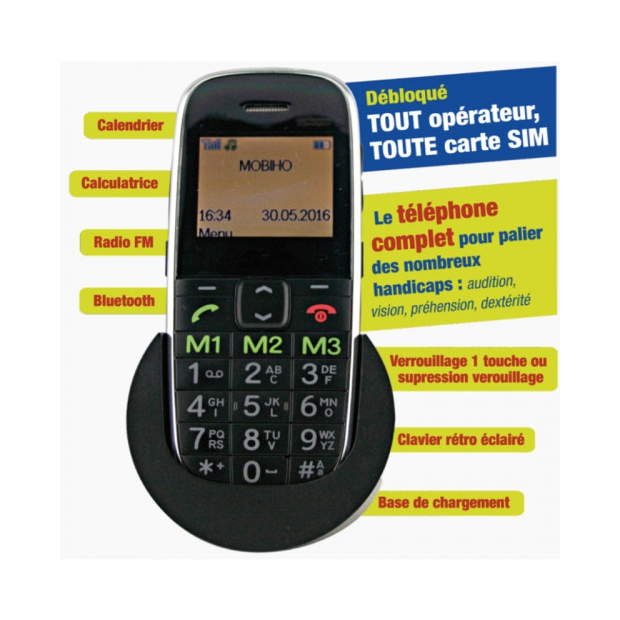 Téléphone Portable Amplifié avec médaillon SOS