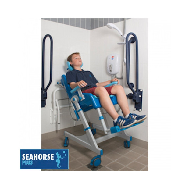 Fauteuil Seahorse Plus douche pour enfant inclinable par verin à gaz sur roulettes avec système de blocage