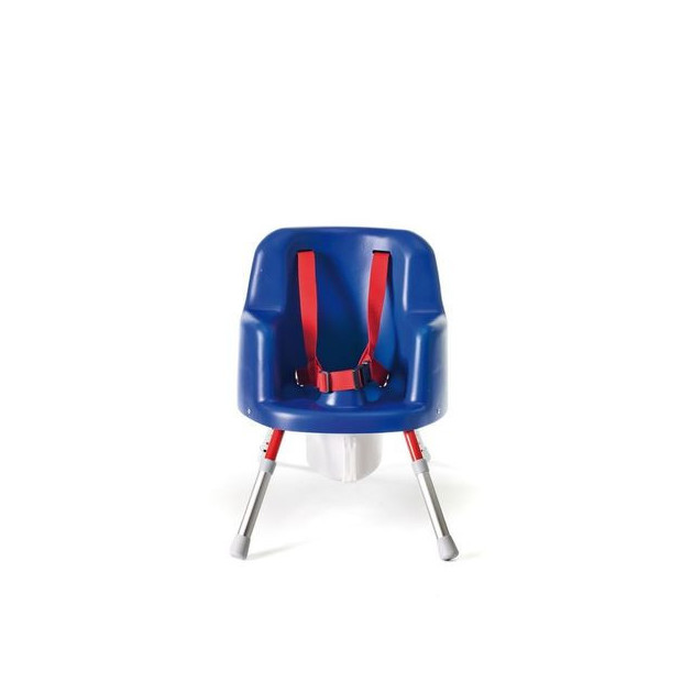 Chaise Percée Basse 2 en 1 pour Enfant bleu avec sangle de sécurité rouge