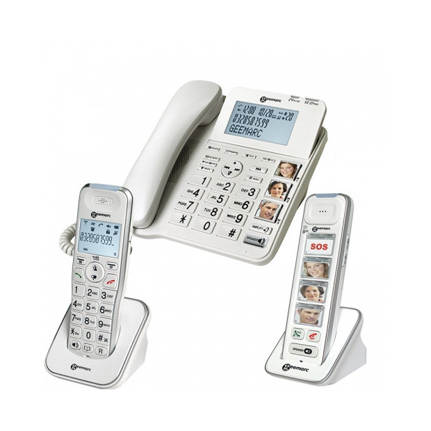 Téléphones Duo Amplidect Combi 295 Geemarc compatible sur la même ligne avec 2 autres