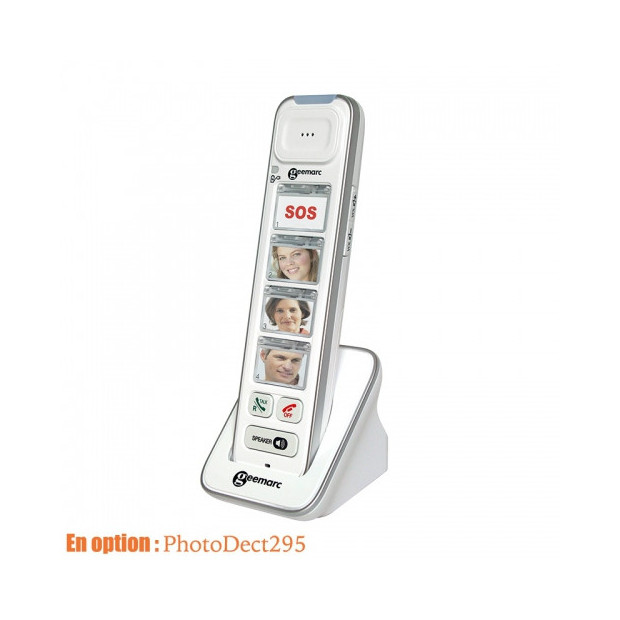 1 téléphone additionnel photodect 295 sans-fil geemarc avec 3 touches photos et une SOS