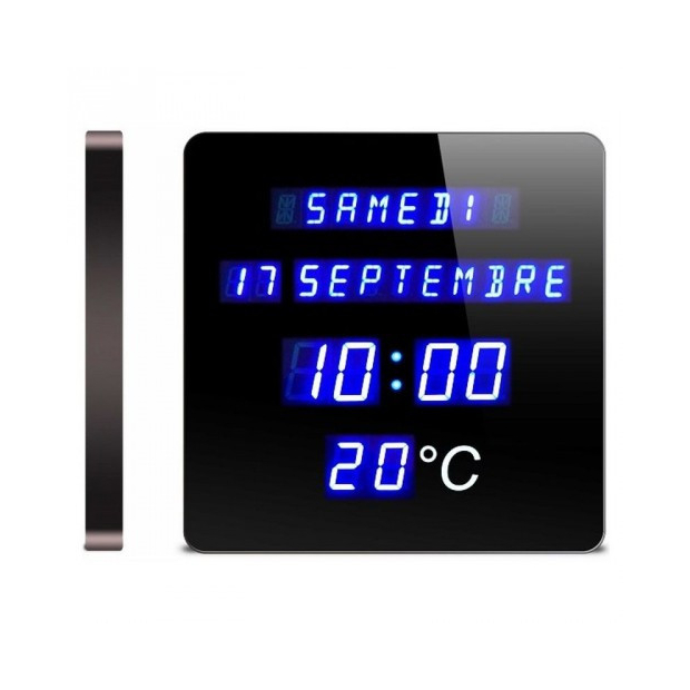 Horloge Calendrier Digitale Bleue