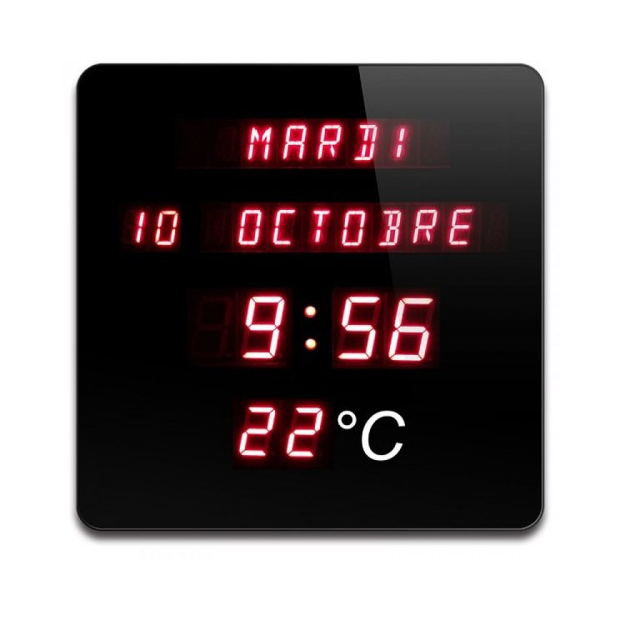 Horloge Calendrier Digitale Rouge