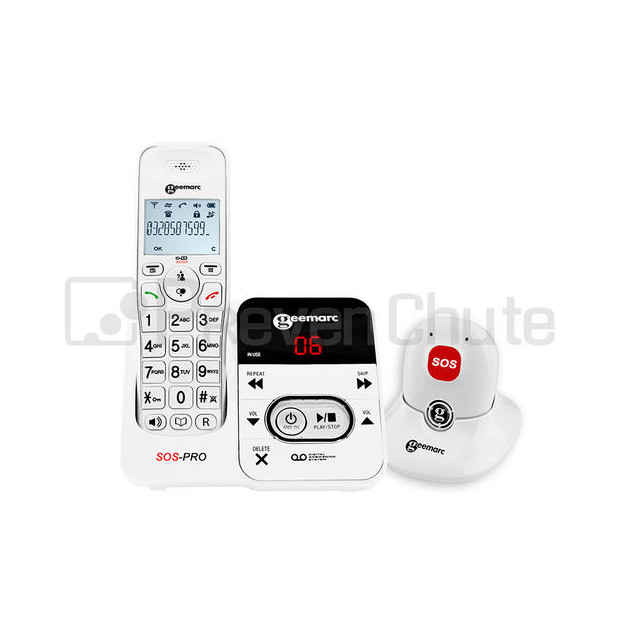 Téléphone Sans-Fil SOS PRO Amplidect 295 avec Pendentif sos micro et haut-parleur, répondeur, flash lumineux