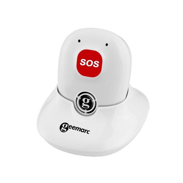 Pendentif d'alerte avec micro et haut-parleur et socle bouton sos Geemarc SOS PRO Amplidect 295