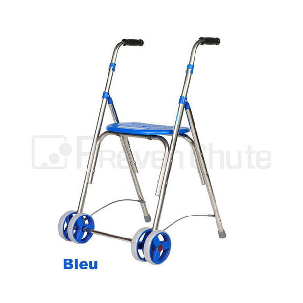 Rollator 2 roues Kamaleon bleu avec poignée en mousse