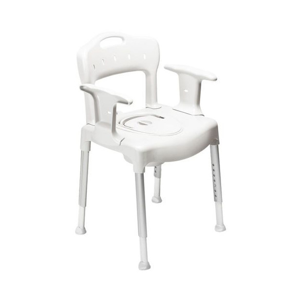 Chaise percée Montauban multifonctions sur-élévateur de toilettes, siège de douche, blanche