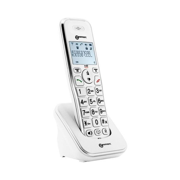 Téléphone sans-fil Additionnel GEEMARC Amplidect 295 blanc avec socle haut parleur