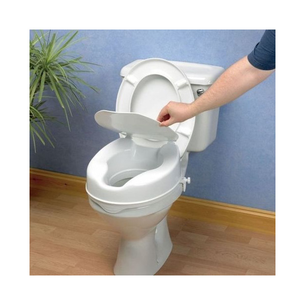 Rehausseur de toilettes Savanah avec couvercle est compatible avec l'abattant actuel