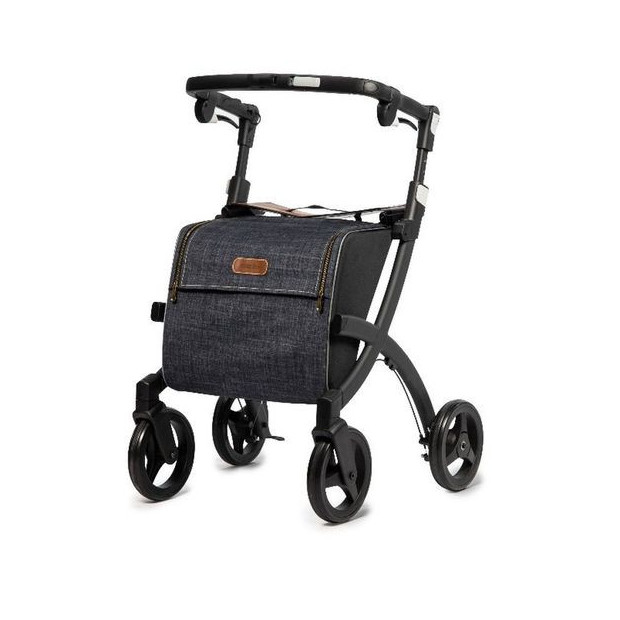 Rollator Rollz Flex 4 roues jean avec grande ouverture à zip sur le dessus assise incluse