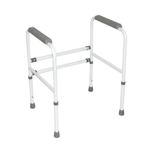 Cadre de wc Ajustable 4 pieds avec 2 barres transversales blanches