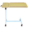 Table de lit roulante double plateau en bois avec hauteur réglable et rebords antiglisse