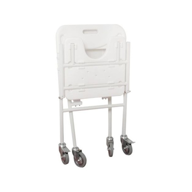 Chaise blanche de douche pliable compact reste debout avec poignée de transport