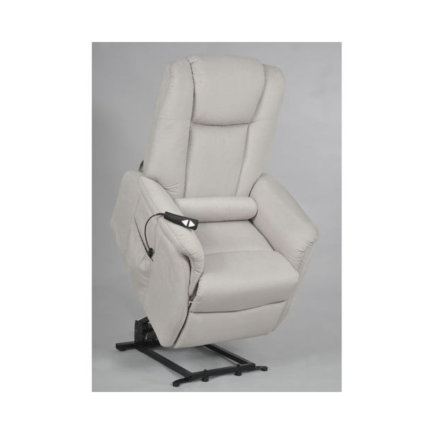 Fauteuil Releveur Électrique Emeraude crème blanc avec coussin cale reins cylindrique