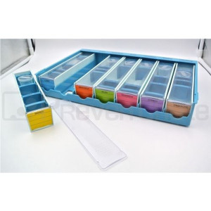 Pilulier Semainier Grand Format 7 boites avec 4 compartiments différentes couleurs