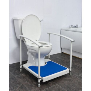 Marchepied de toilettes pour enfant avec accoudoirs garde corps bleu et blanc