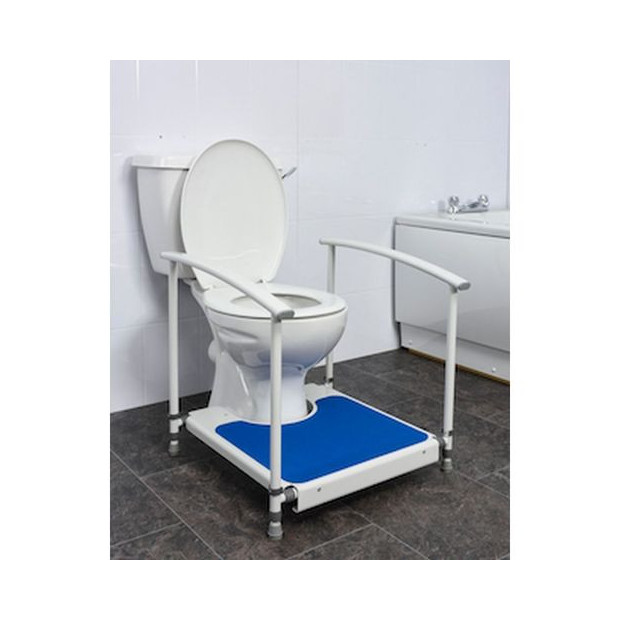 Marchepied de toilettes pour enfant avec accoudoirs garde corps bleu et blanc