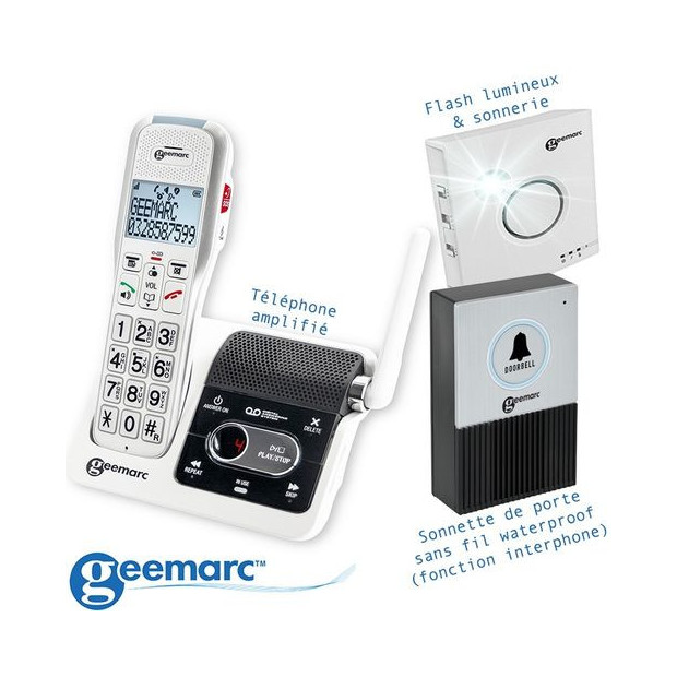 Téléphone Geemarc  Sans-Fil Amplidect 595 avec interphone flash lumineux et sonnerie sonnette