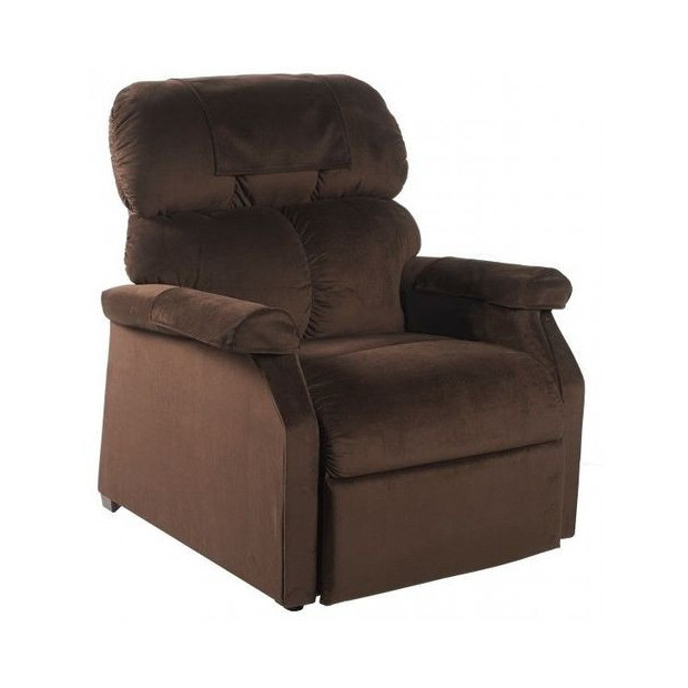 Fauteuil Releveur Relax Premium XL MINI 1 moteur velours marron avec accoudoirs appui tête position assise