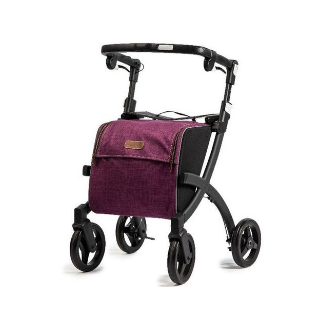 Aide à la marche Rollz Flex Black 4 roues effect jean bordeaux cadre noir