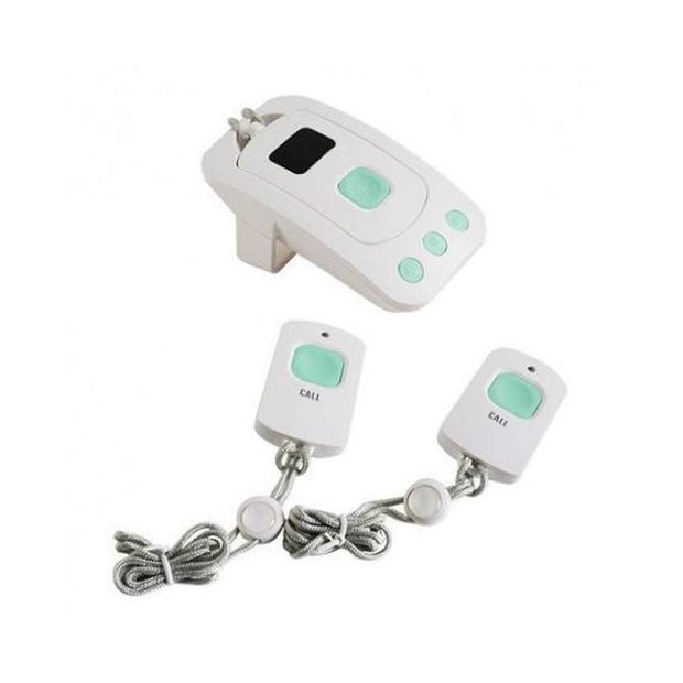 Système d'Alerte SOS sans-fil portable avec base rechargeable de réception + 2 pendentifs