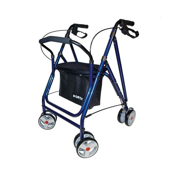 Déambulateur Drakon Plus 8 grandes roues avec assise et dossier structure métal bleu