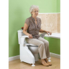 Fauteuil élévateur de toilettes Solo électrique avec 2 point d'appui posé au dessus des toilettes