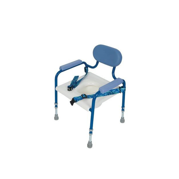 Fauteuil de toilettes Enfant avec accoudoirs et dossier rembourrés bleu  ceinture ajustable