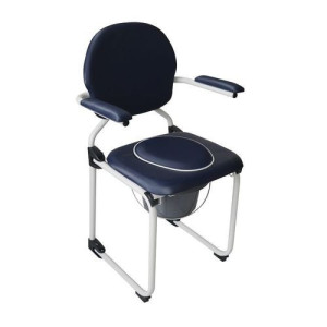 Chaise de toilettes percée pliante en acier et assise en mousse épaisse bleue