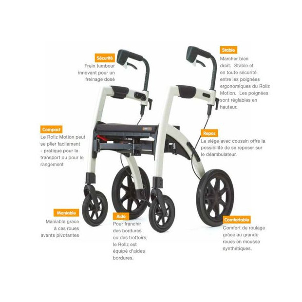 informations Déambulateur Fauteuil Roulant Rollz Motion Performance