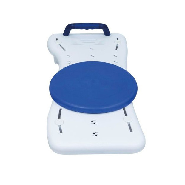 Assise de baignoire avec poignée blanc et disque pivotant bleu