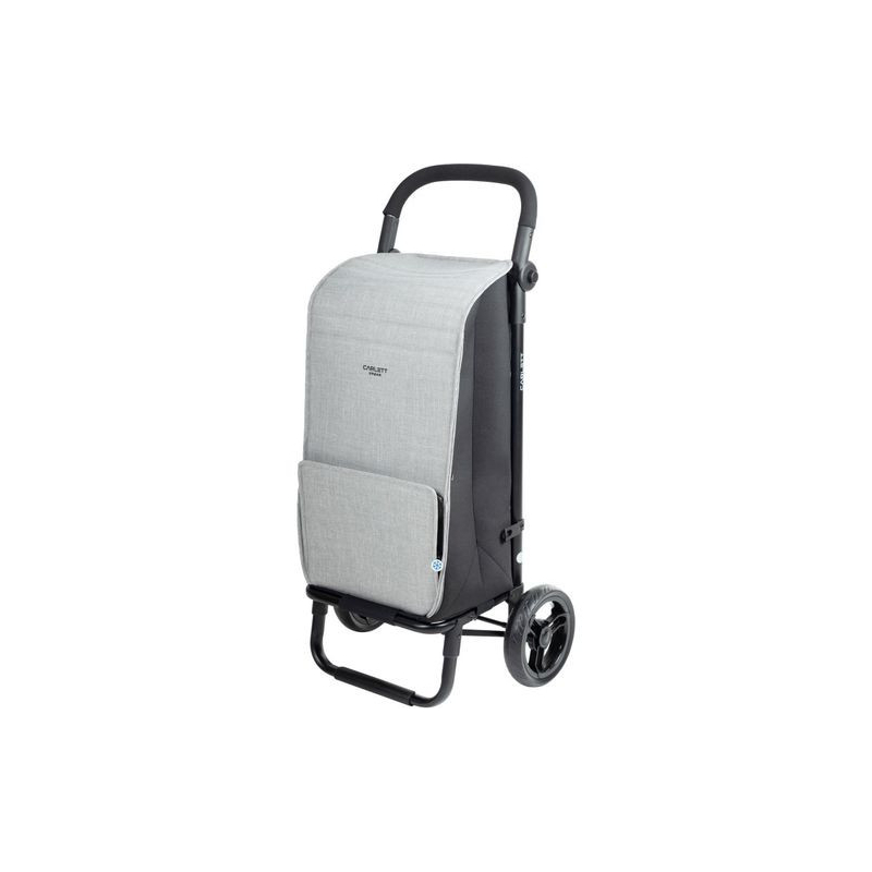 Chariot De Courses Pliable Carlett Urban Style - Capacité 25 Kg, Sac 38 L + Poche Isotherme - 2 Roues - Noir