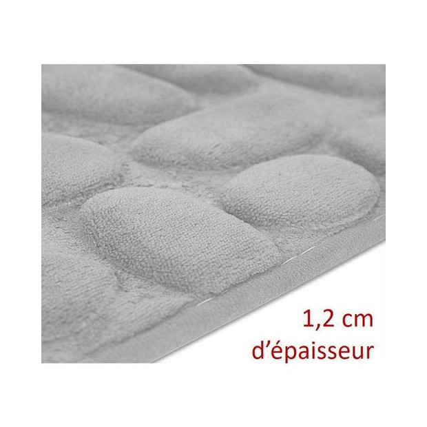 Tapis de sortie de douche Galet gris 1,2 cm d'épaisseur