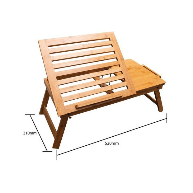 Mesures Plateau de lit inclinable ajouré bambou avec compartiment de rangement